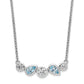 Sterling Silver Rh-Plate Sky Blue Topaz White Cz 16.5In W/1In Ext Necklace