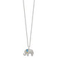 14K/Silver Two-Tone Brilliant Gemstones Sterling Silver With 14K Accent Rhodium-Plated Blue Topaz And Diamond Elephant 18 Inch Necklace 2 Extender