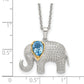 14K/Silver Two-Tone Brilliant Gemstones Sterling Silver With 14K Accent Rhodium-Plated Blue Topaz And Diamond Elephant 18 Inch Necklace 2 Extender