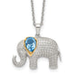 14K/Silver Two-Tone Brilliant Gemstones Sterling Silver With 14K Accent Rhodium-Plated Blue Topaz And Diamond Elephant 18 Inch Necklace 2 Extender