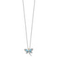 Sterling Silver Brilliant Gemstones With 14K Accent Rhodium-Plated Light Blue Topaz And London Diamond Dragonfly 18 Inch Necklace 2 Extender