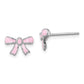 Sterling Silver Madi K Rhodium-Plated Pink Enamel Bow Children'S Post Earrings