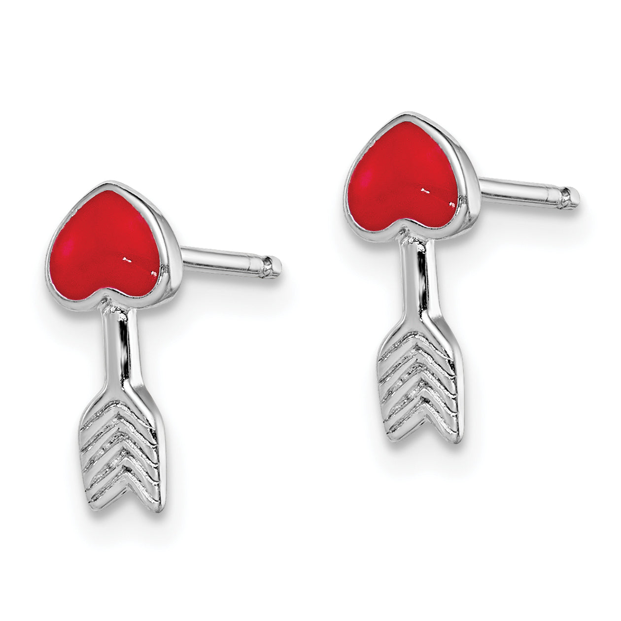 Sterling Silver Rhodium-Plated Madi K Enamel Arrow Post Earrings