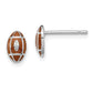 Sterling Silver Madi K Rhodium-Plated Polished Brown Enameled Football Children'S Post Earrings