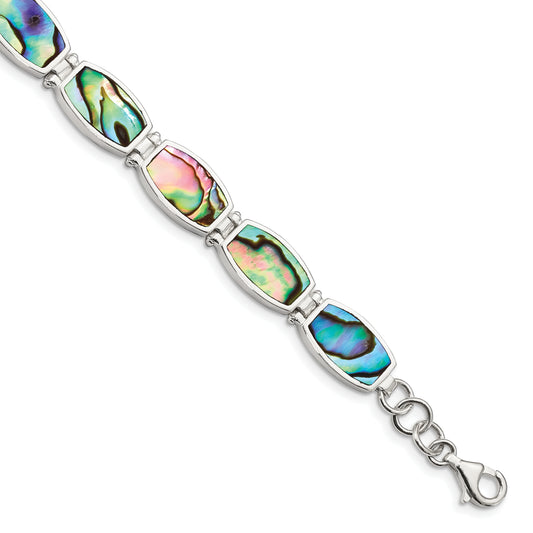 7.25 Inch Sterling Silver Abalone Bracelet