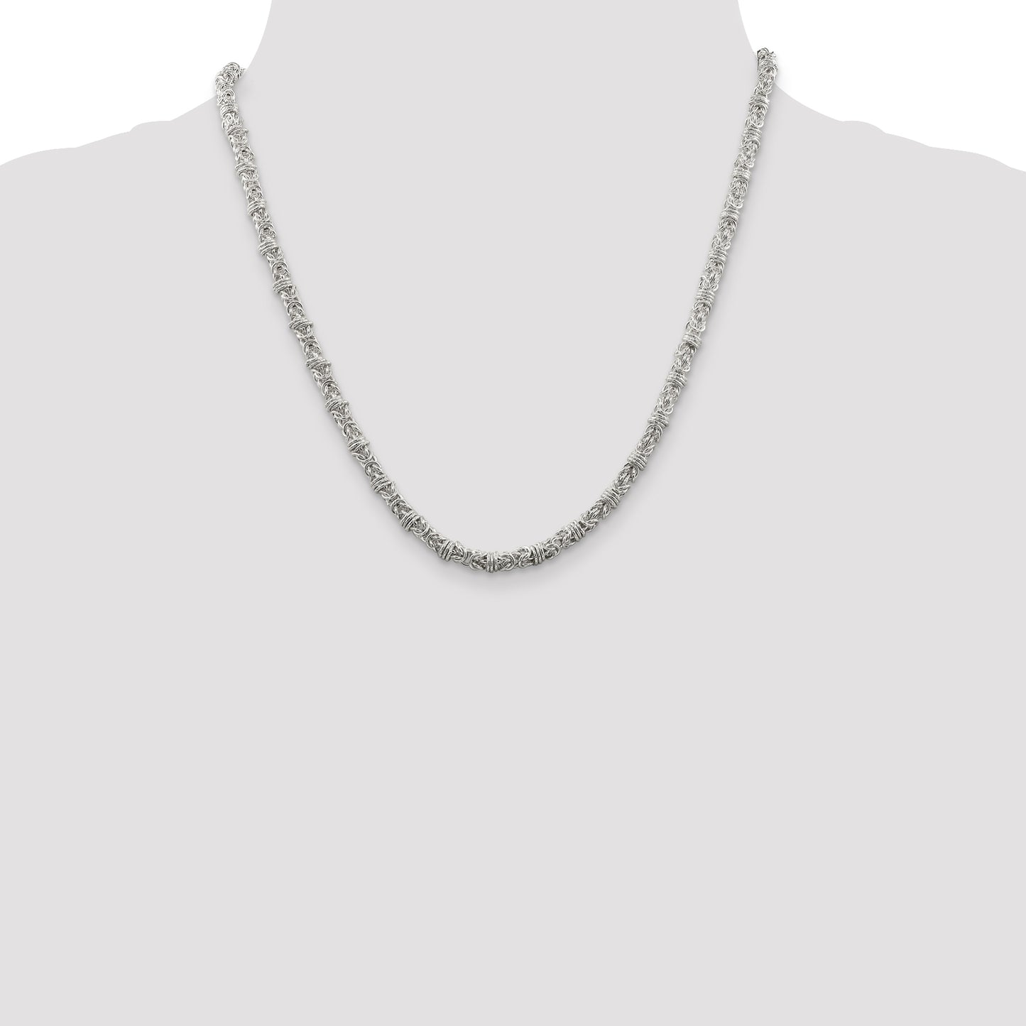 20 Inch Sterling Silver 4mm Fancy Byzantine Chain