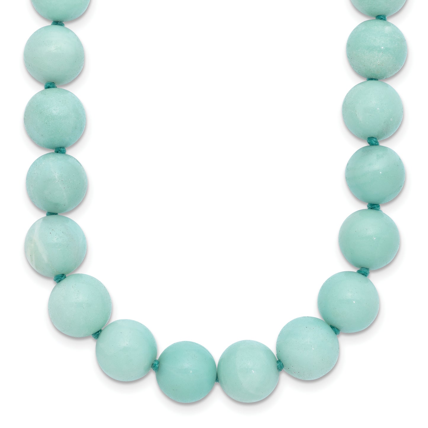 Sterling Silver 10-10.5mm Smooth Beaded Amazonite Necklace W/Sterling S.Rh Clasp