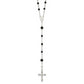 Sterling Silver Polished Black Onyx Rosary Necklace