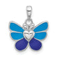 Sterling Silver Rhodium-Plated Polished & Enameled Butterfly Children'S Earring Ring Pendant Set