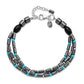 8 Inch Sterling Silver Agate, Crystal, Hematite And Turquoise Multistrand W/1In Ext Bracelet