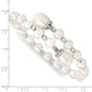 Sterling Silver Rhodium-Plated Diamond Cut Beads And 6-9mm White Freshwater Cultured Pearl Wrap Bracelet