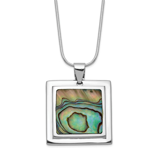 Sterling Silver Rhodium-Plated Abalone Pendant Necklace