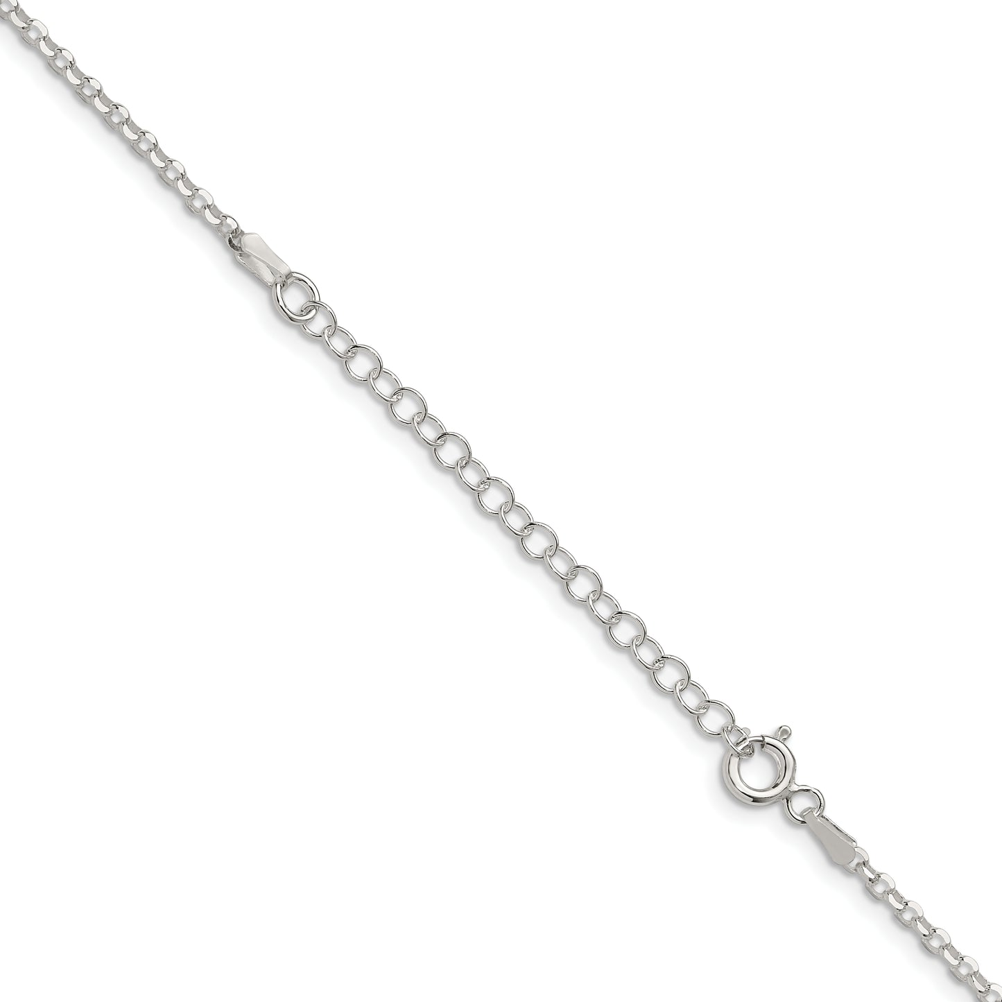 18 Inch Sterling Silver 2.2mm Diamond-Cut Cable Chain W/2In Ext.