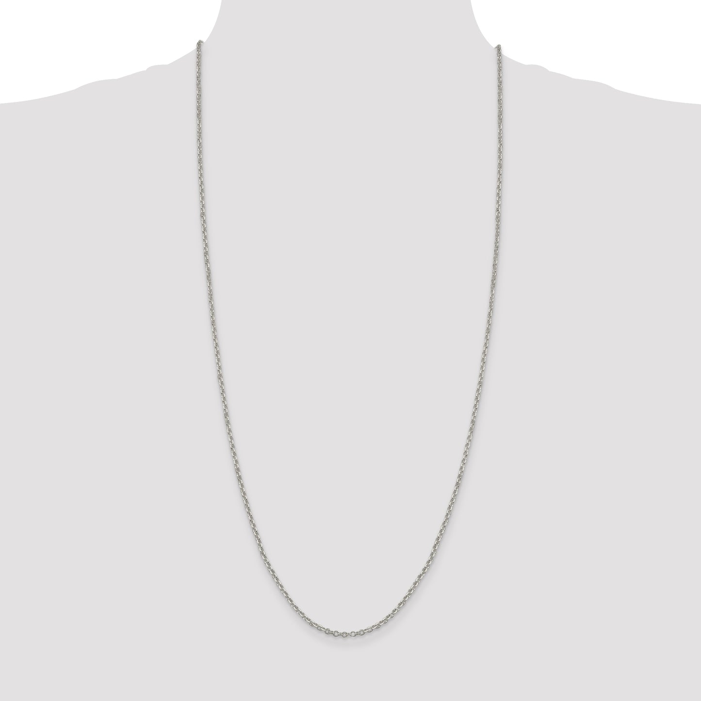 30 Inch Sterling Silver 2.6mm Diamond-Cut Cable Chain