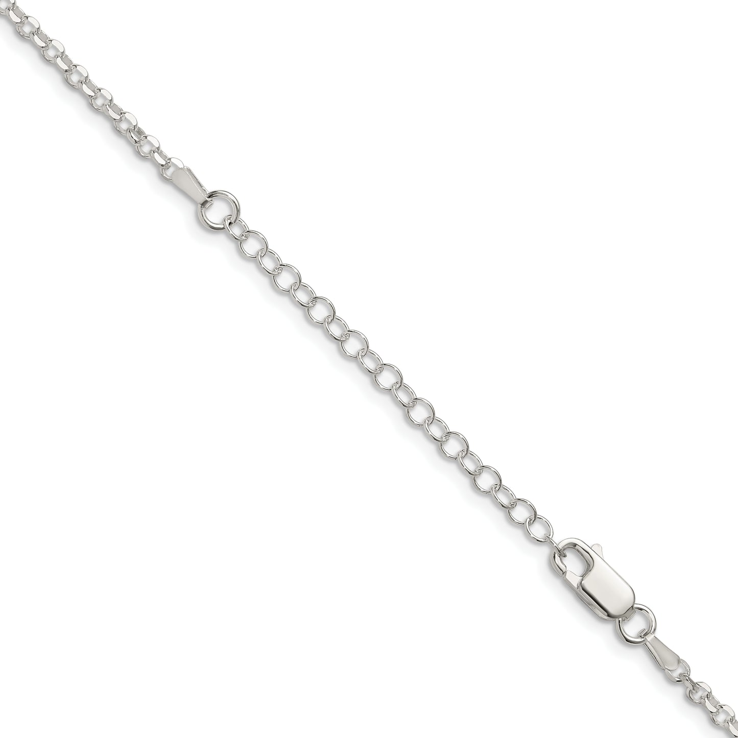 18 Inch Sterling Silver 2.6mm Diamond-Cut Cable Chain W/2In Ext.