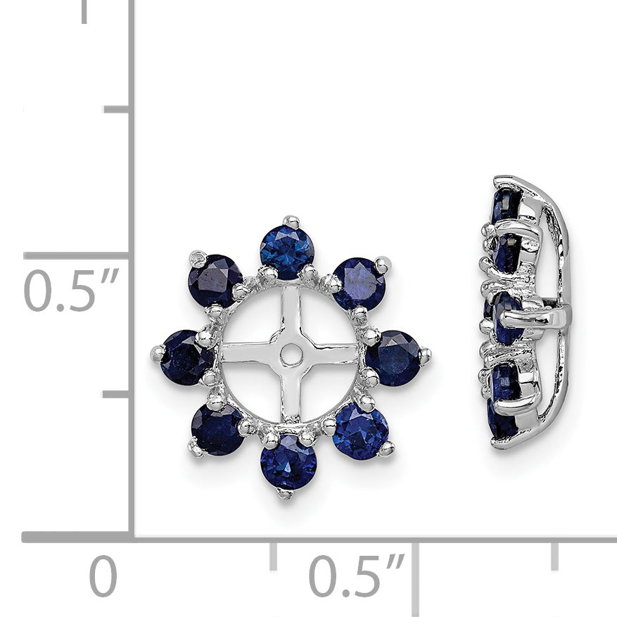 Sterling Silver Rhodium Created Sapphire Earring Jacket