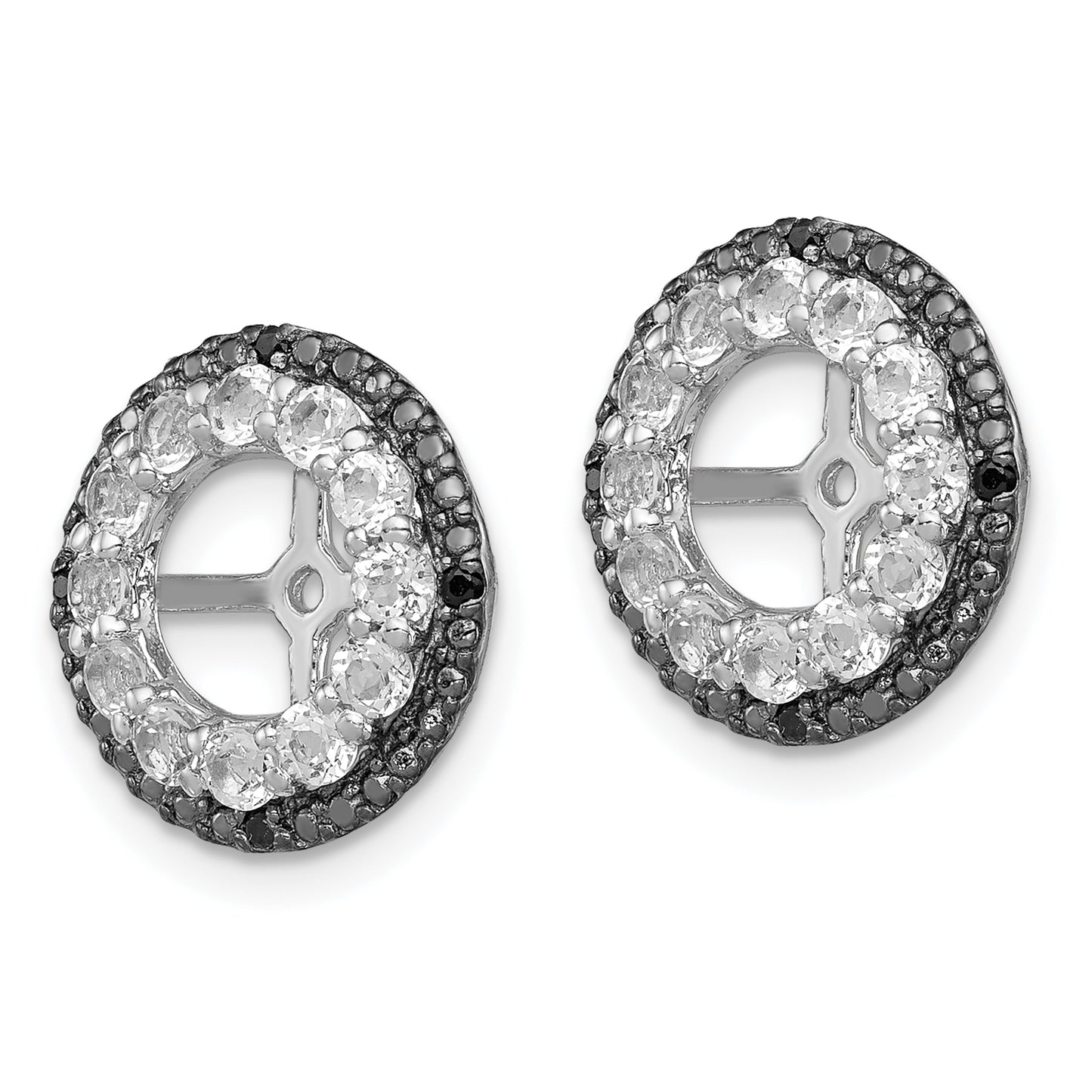 Sterling Silver Rhodium White Topaz & Black Sapphire Earring Jacket