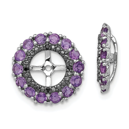 Sterling Silver Rhodium Amethyst & Black Sapphire Earring Jacket