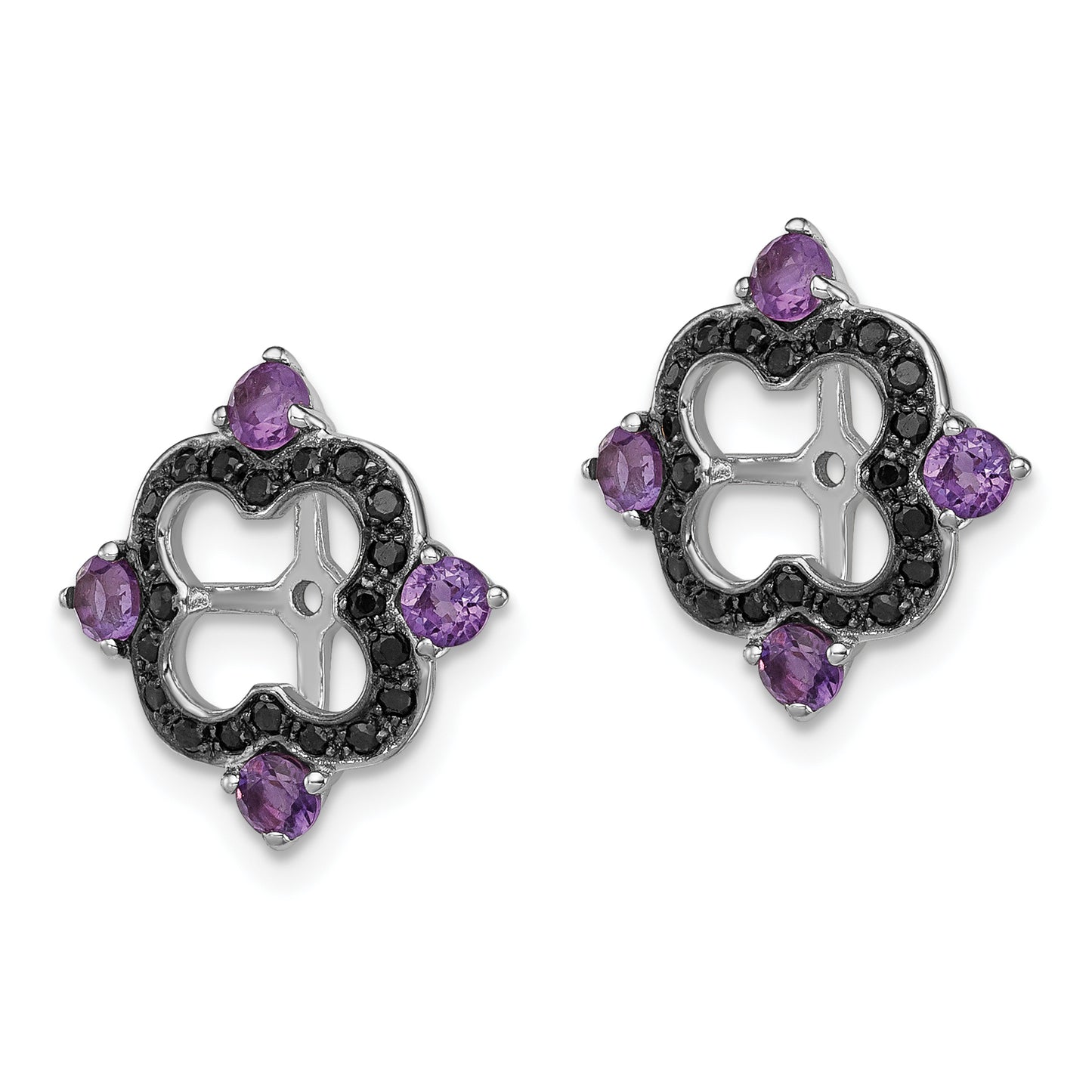 Sterling Silver Rhodium Amethyst & Black Sapphire Earring Jacket