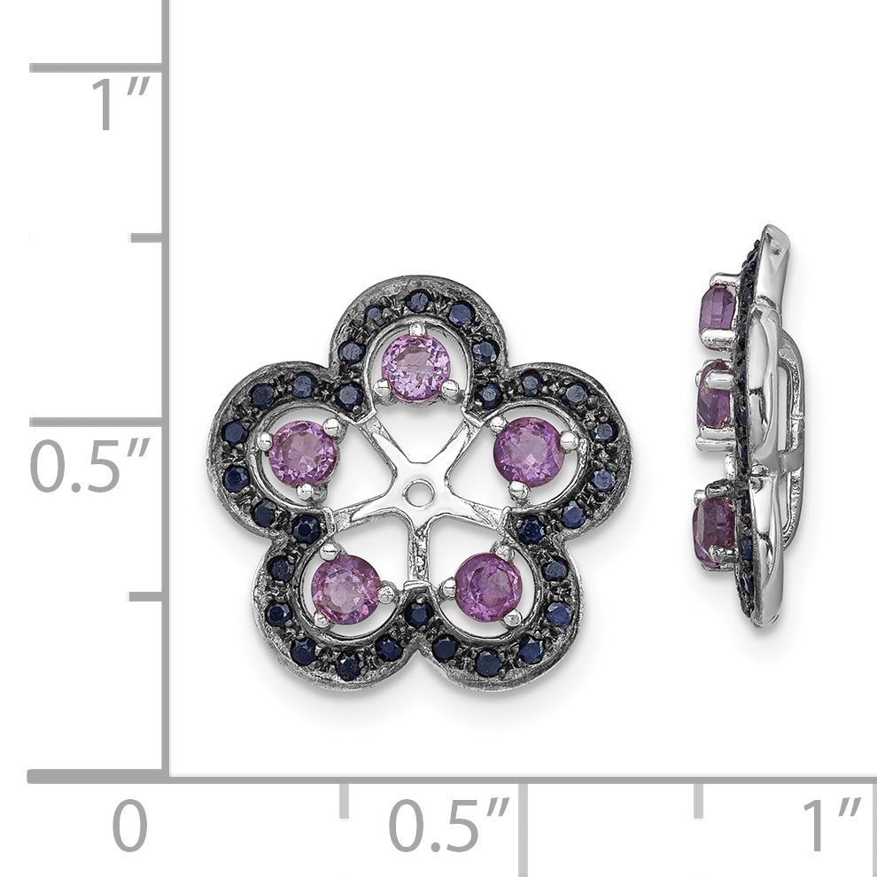 Sterling Silver Rhodium Amethyst & Black Sapphire Earring Jacket