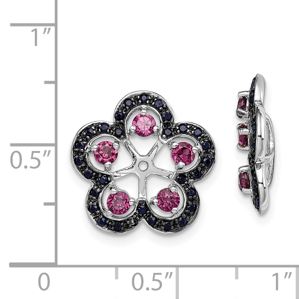 Sterling Silver Rhodium Rhodolite Garnet & Black Sapphire Earring Jacket