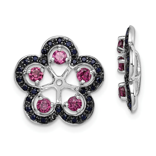 Sterling Silver Rhodium Rhodolite Garnet & Black Sapphire Earring Jacket