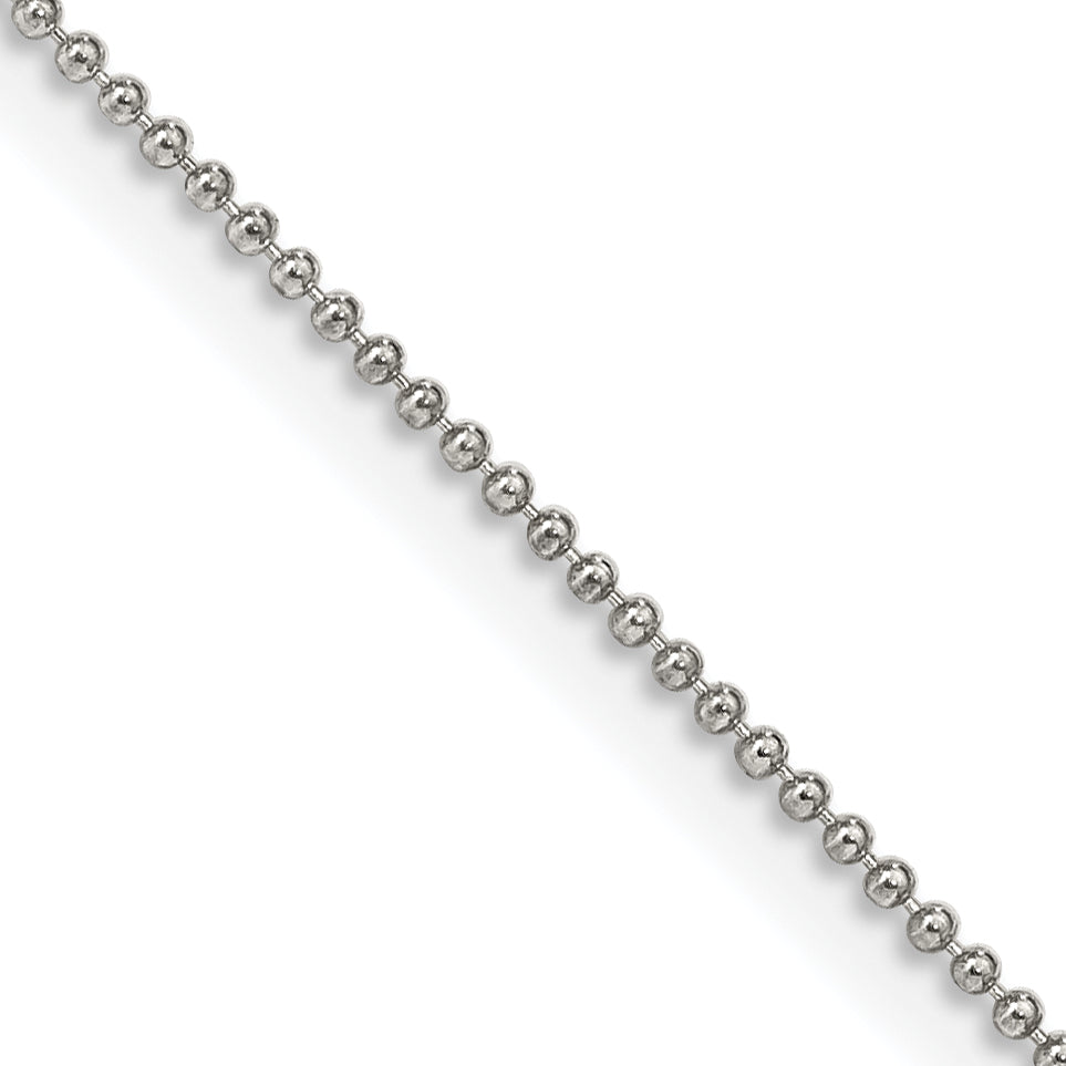 16 Inch Sterling Silver 1mm Beaded Chain