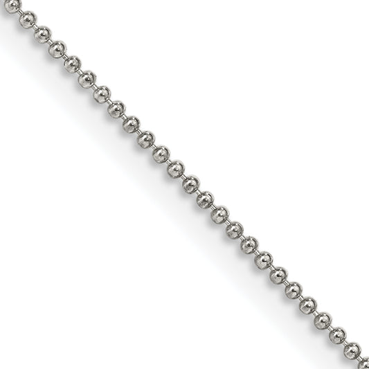 24 Inch Sterling Silver 1mm Beaded Chain