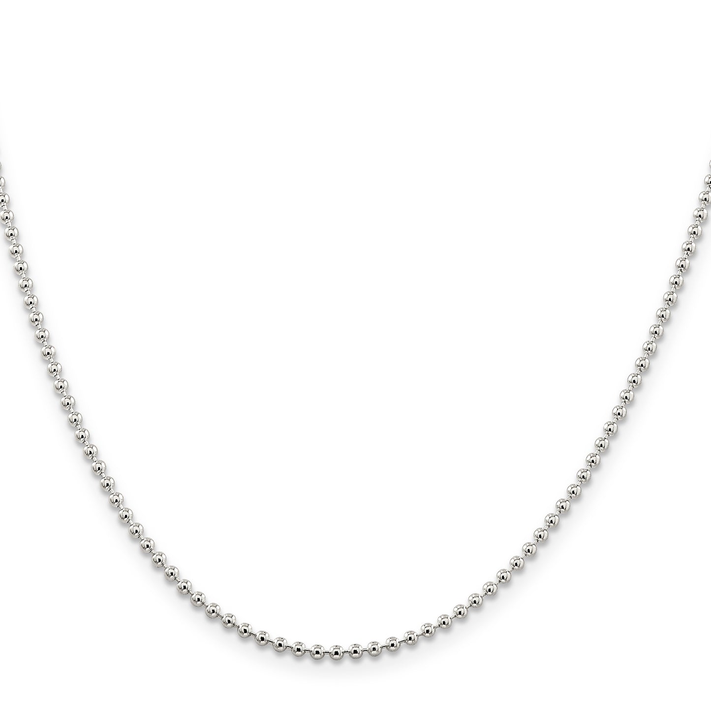 24 Inch Sterling Silver 2mm Beaded Chain