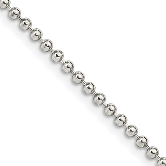 16 Inch Sterling Silver 2mm Beaded Chain