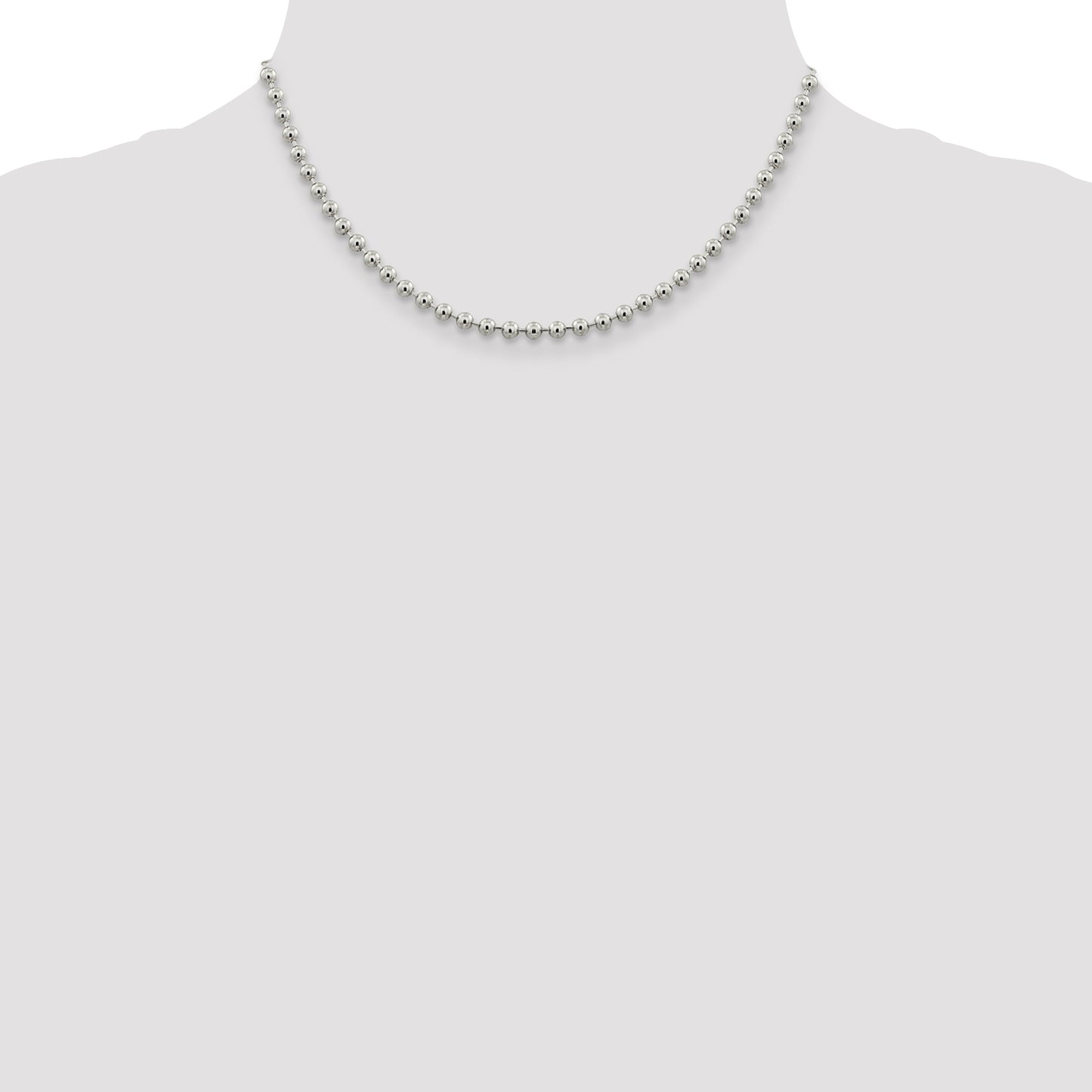 16 Inch Sterling Silver 4mm Beaded Chain