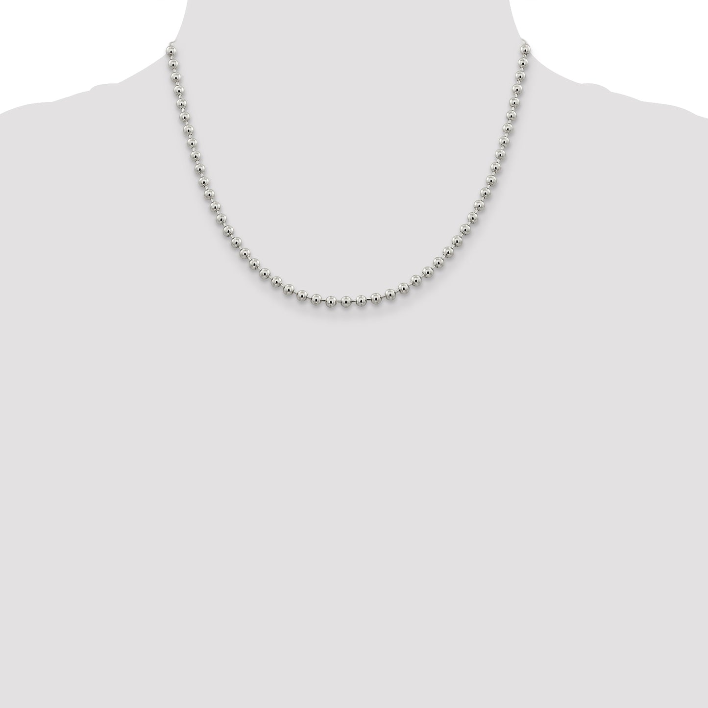 18 Inch Sterling Silver 4mm Beaded Chain