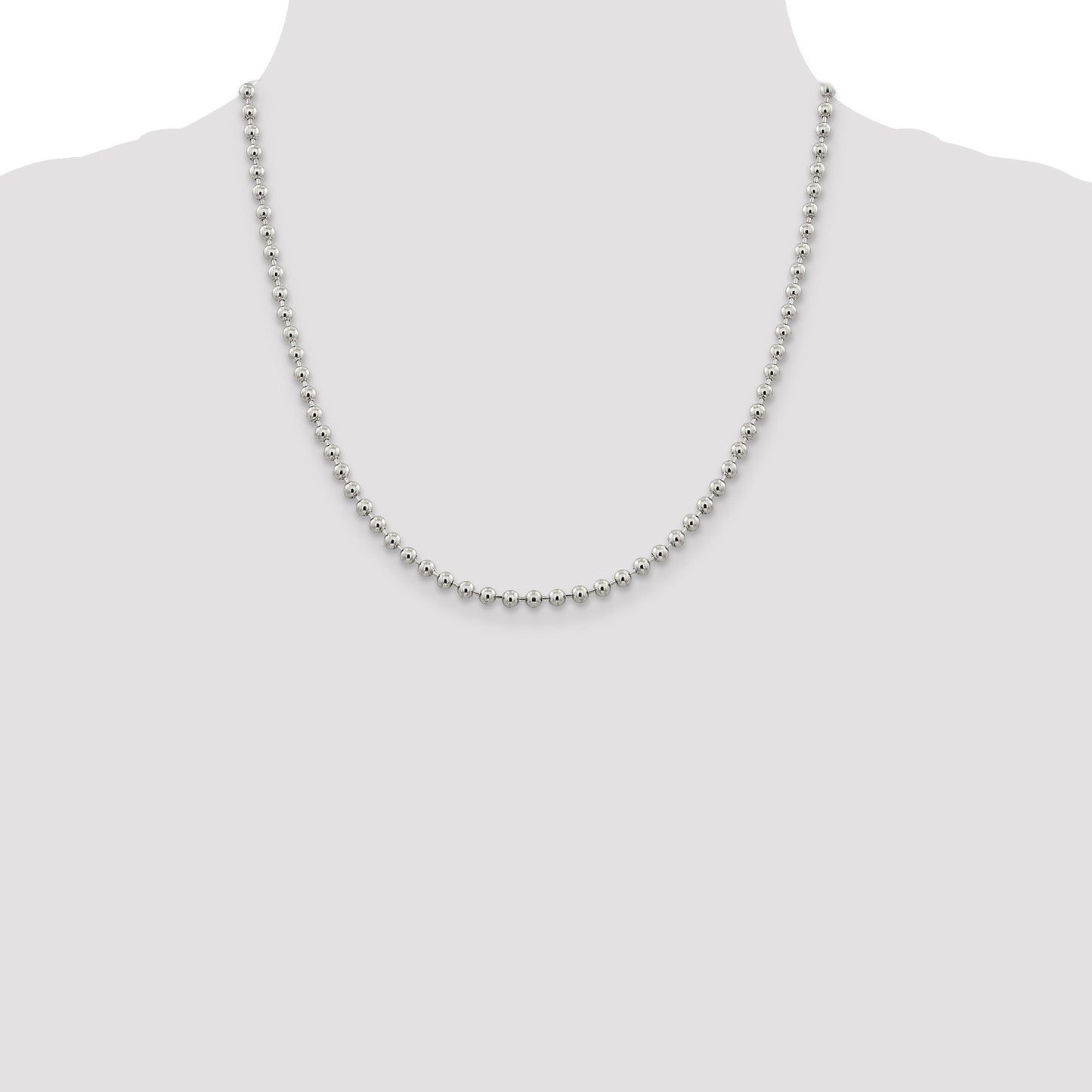 20 Inch Sterling Silver 4mm Beaded Chain