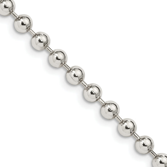 16 Inch Sterling Silver 4mm Beaded Chain