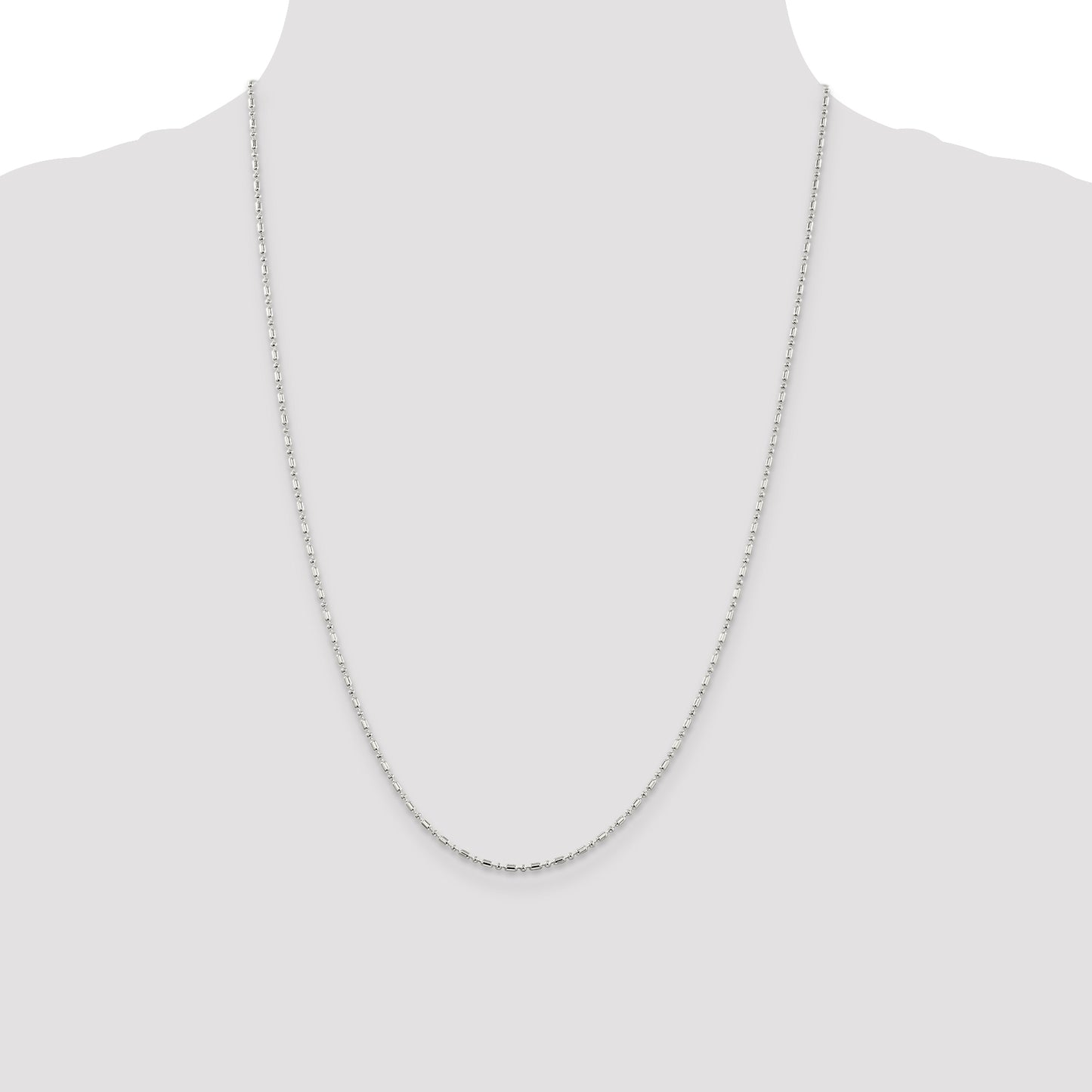 24 Inch Sterling Silver 1.5mm Fancy Beaded Chain