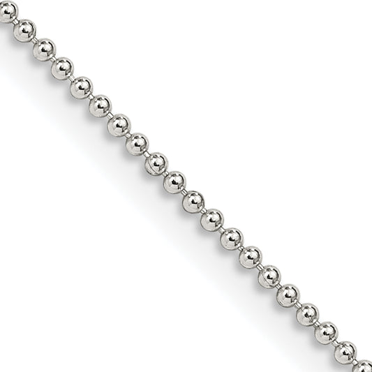 20 Inch Sterling Silver 1.25mm Beaded Chain