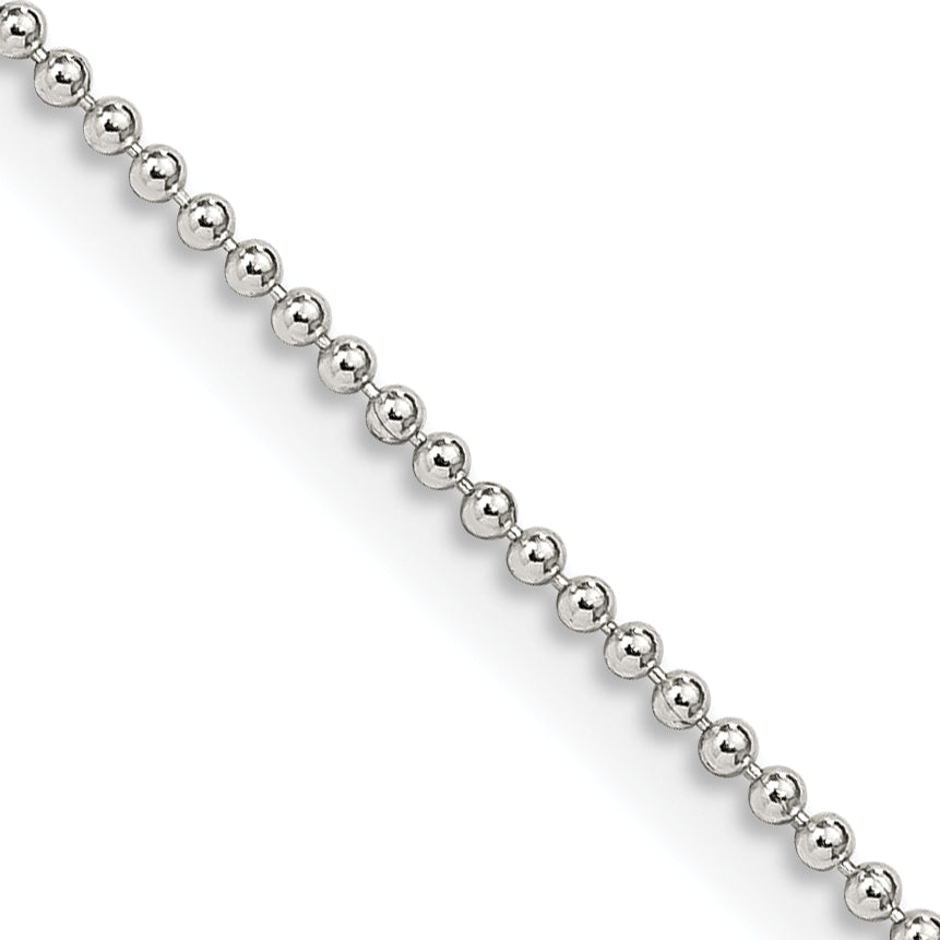 24 Inch Sterling Silver 1.25mm Beaded Chain