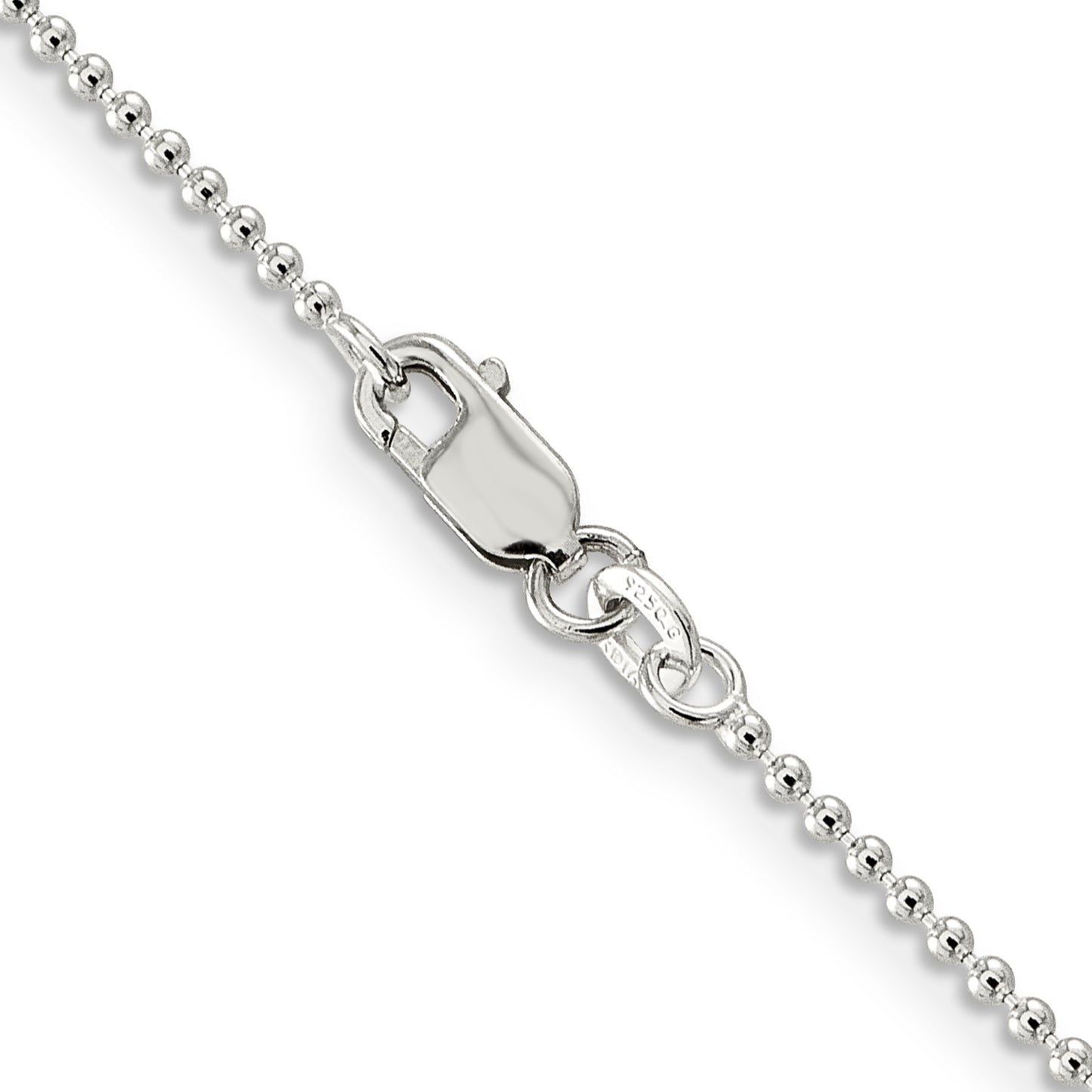 16 Inch Sterling Silver 1.5mm Beaded Chain