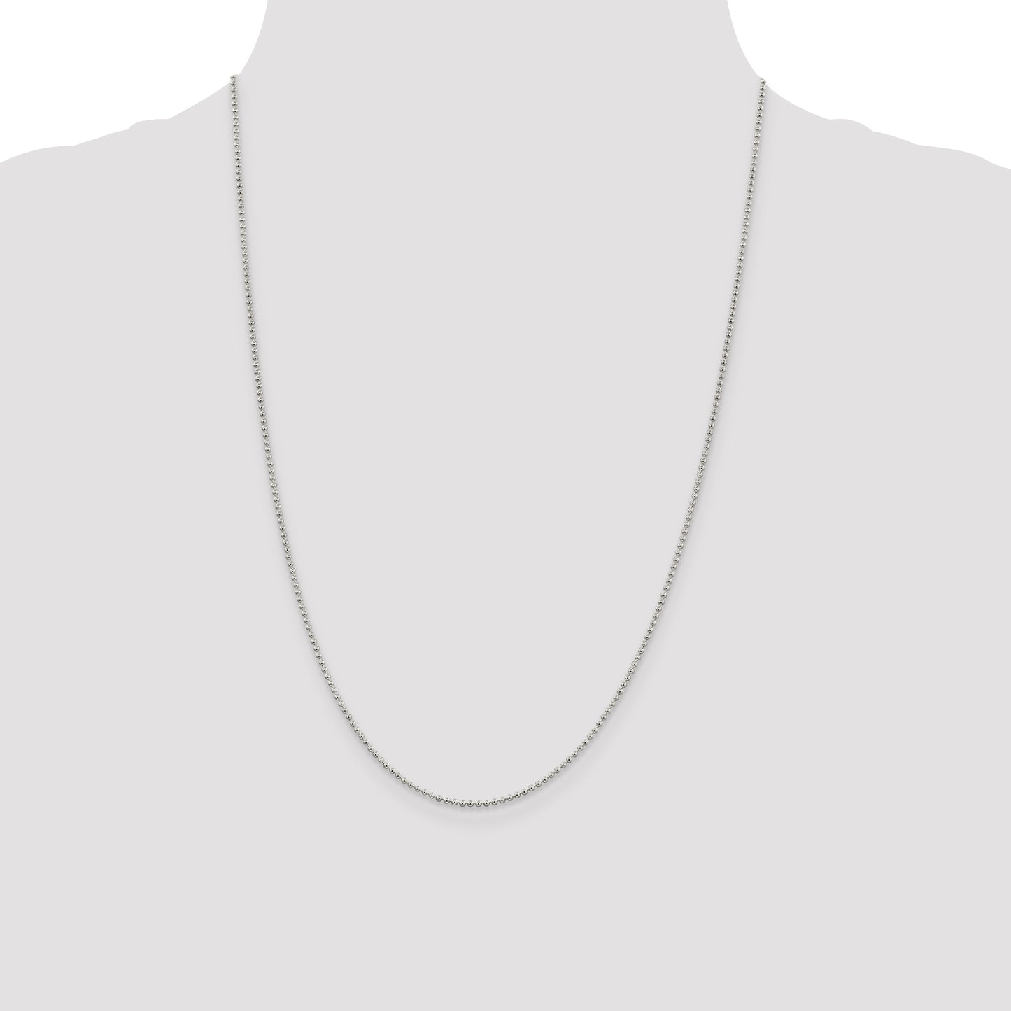 24 Inch Sterling Silver 1.5mm Beaded Chain