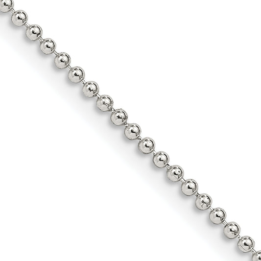 18 Inch Sterling Silver 1.5mm Beaded Chain W/2In Ext.