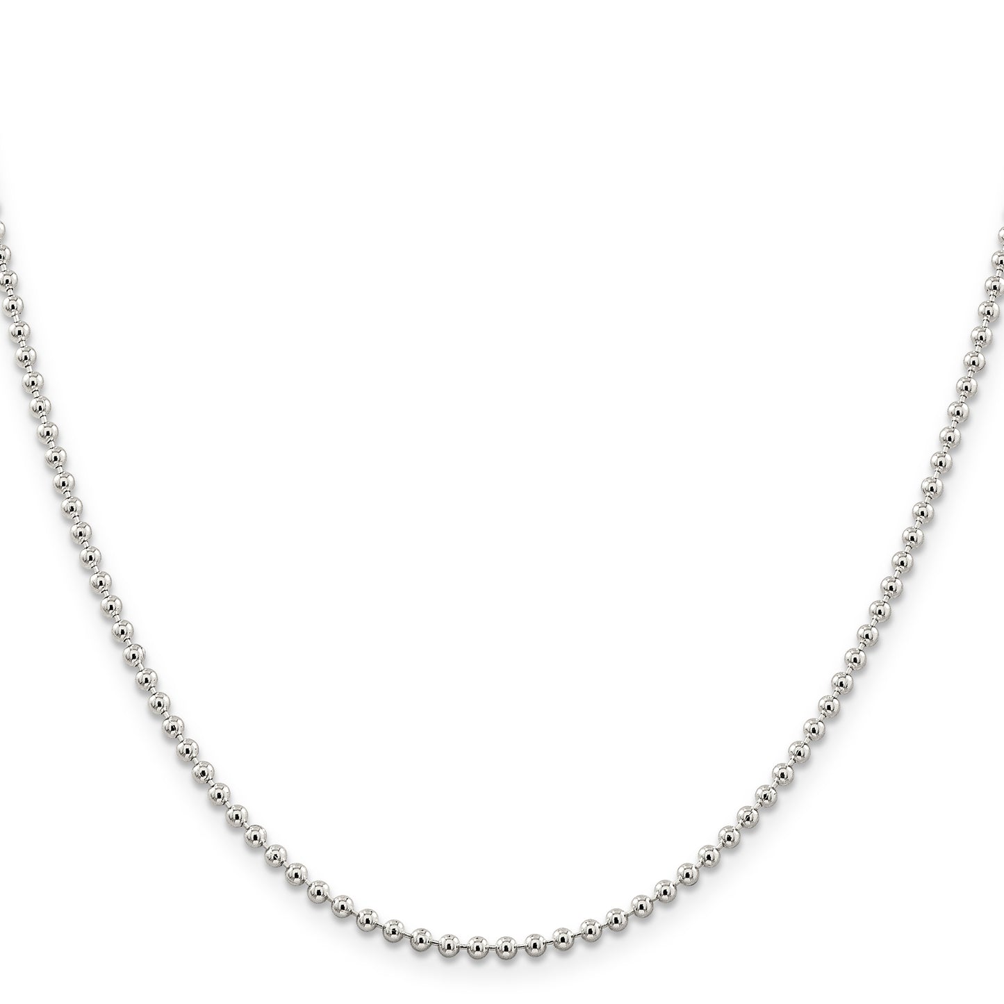 16 Inch Sterling Silver 2.35mm Beaded Chain