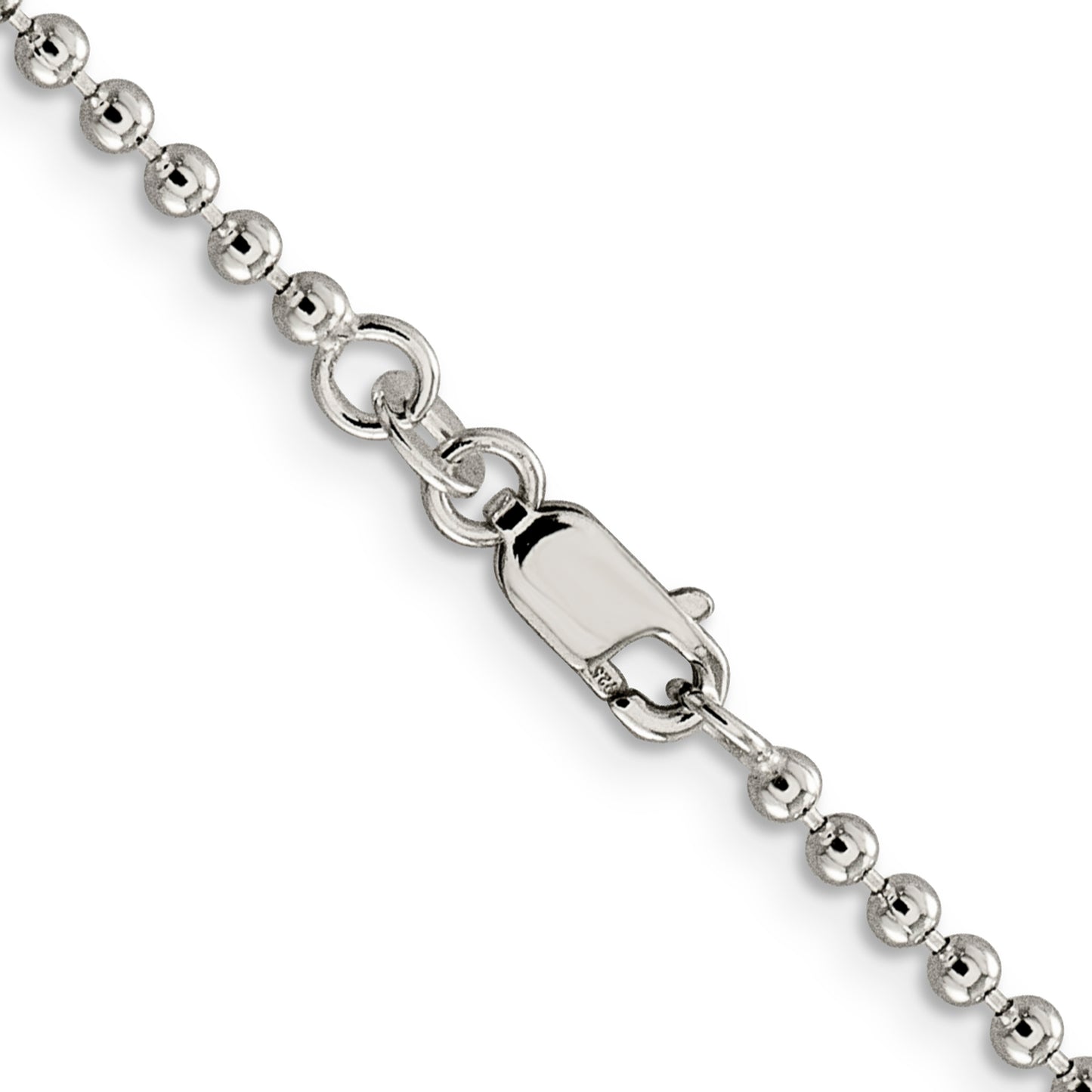 16 Inch Sterling Silver 2.35mm Beaded Chain