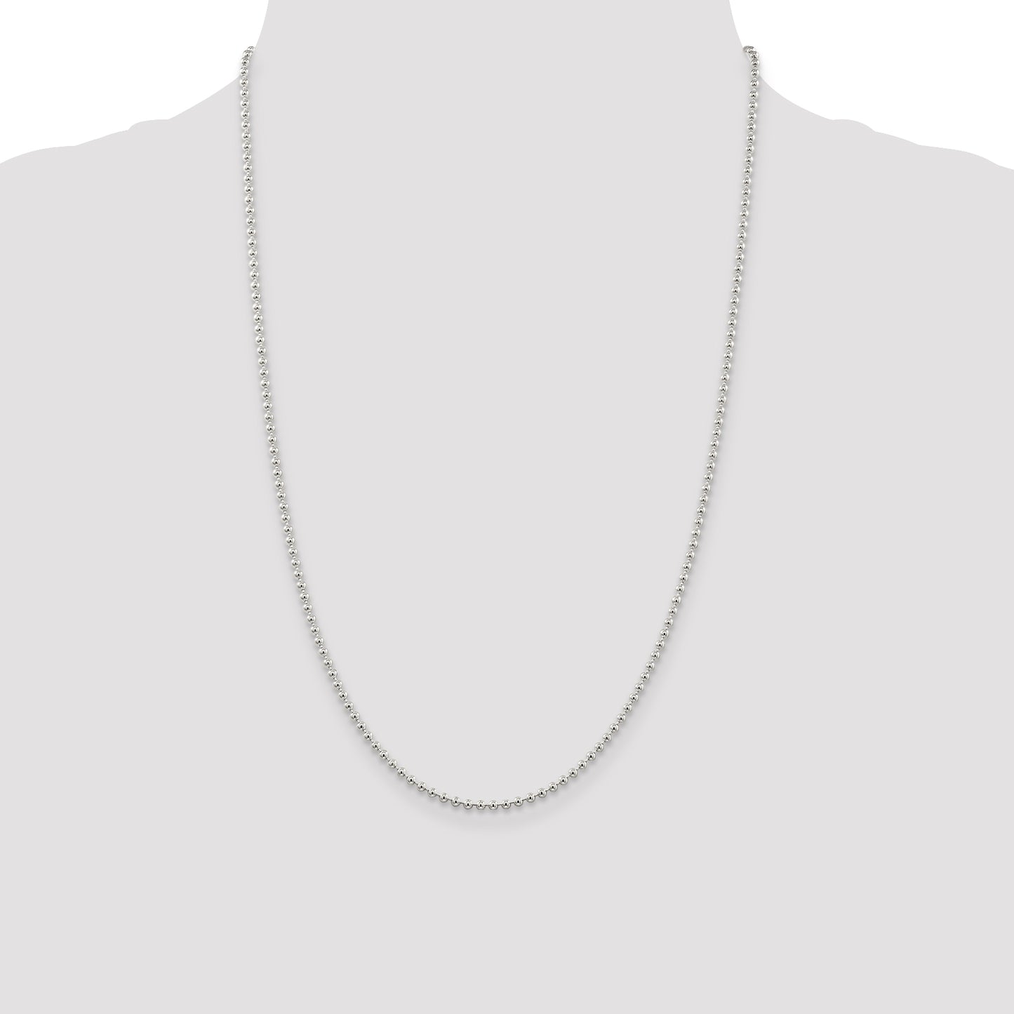 24 Inch Sterling Silver 2.35mm Beaded Chain