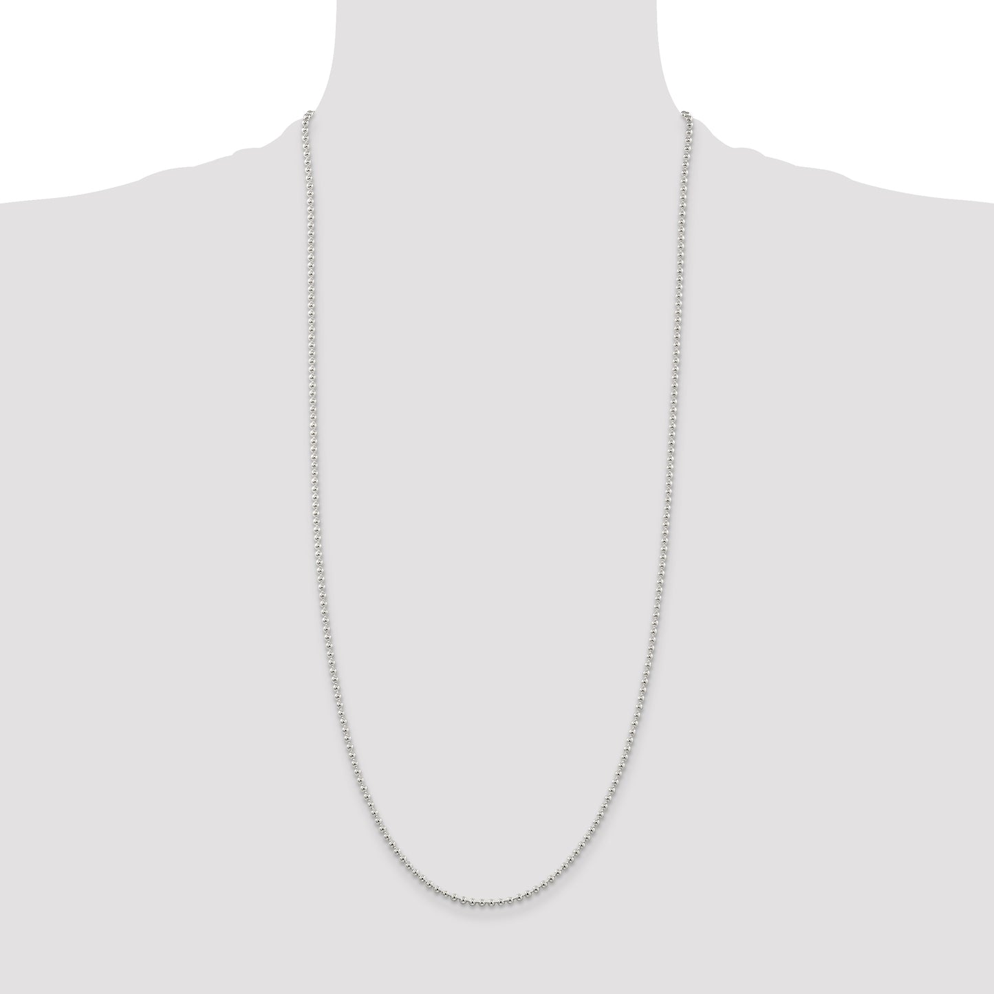 30 Inch Sterling Silver 2.35mm Beaded Chain