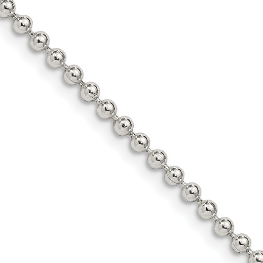 24 Inch Sterling Silver 2.35mm Beaded Chain