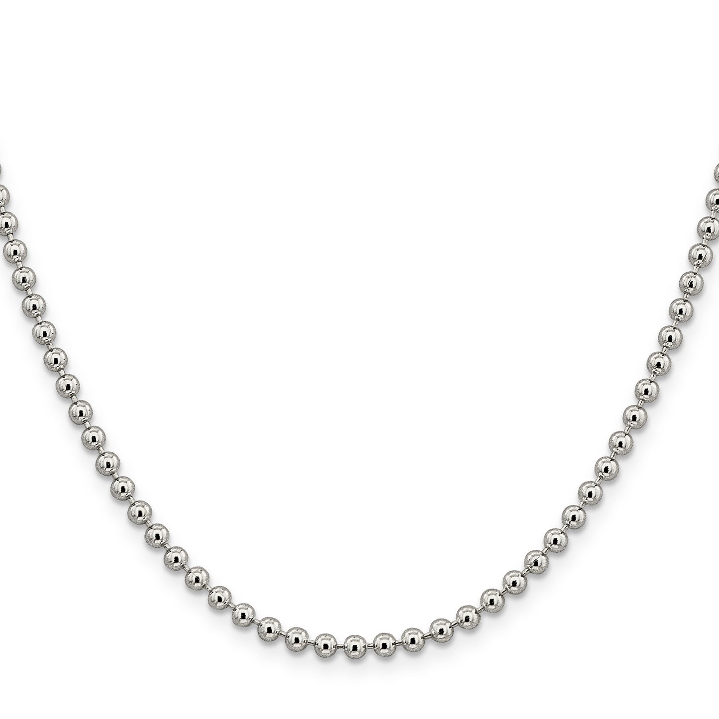 18 Inch Sterling Silver 3mm Beaded Chain