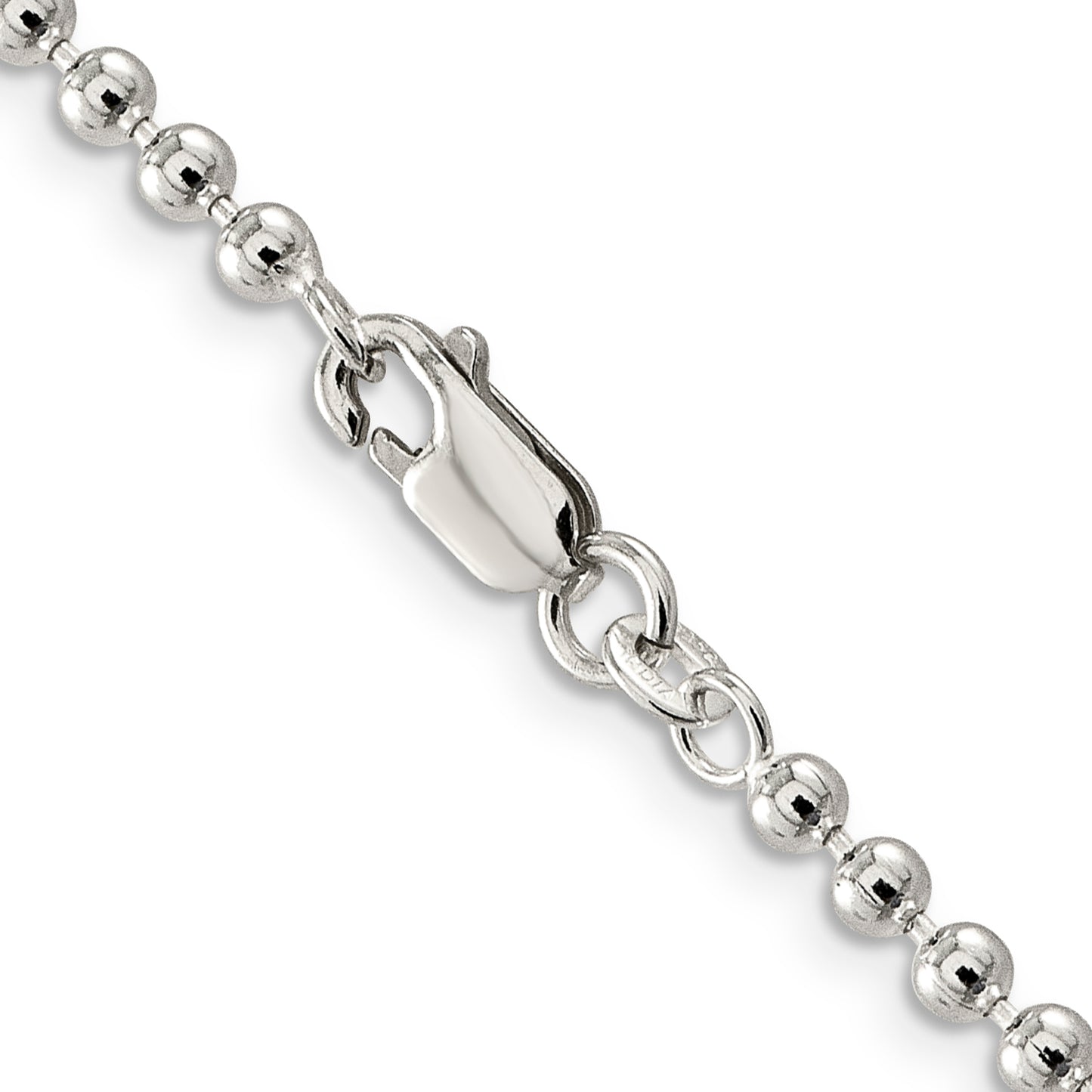 24 Inch Sterling Silver 3mm Beaded Chain