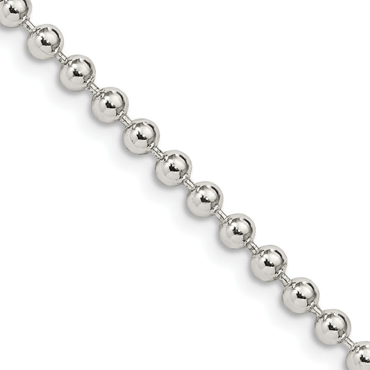 16 Inch Sterling Silver 3mm Beaded Chain