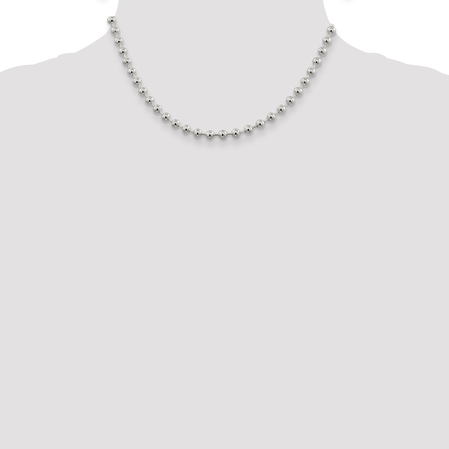 16 Inch Sterling Silver 5mm Beaded Chain