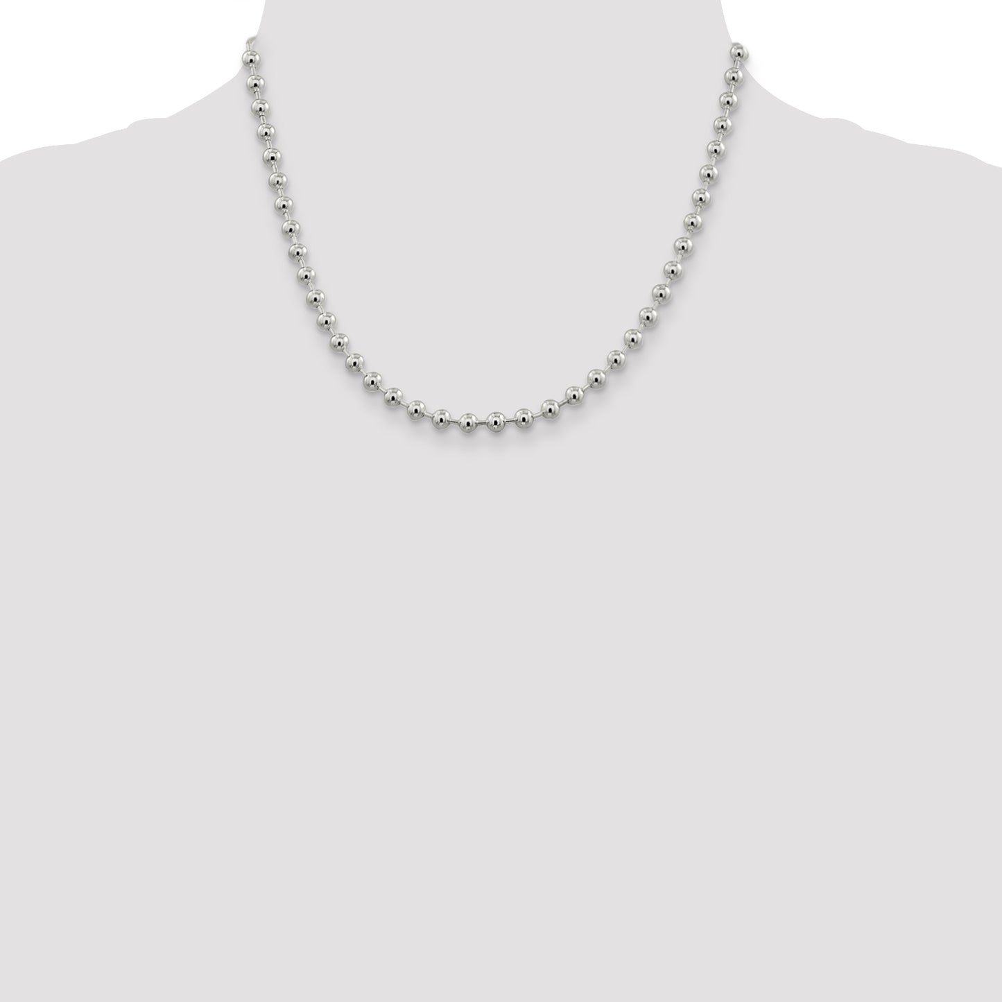 18 Inch Sterling Silver 5mm Beaded Chain